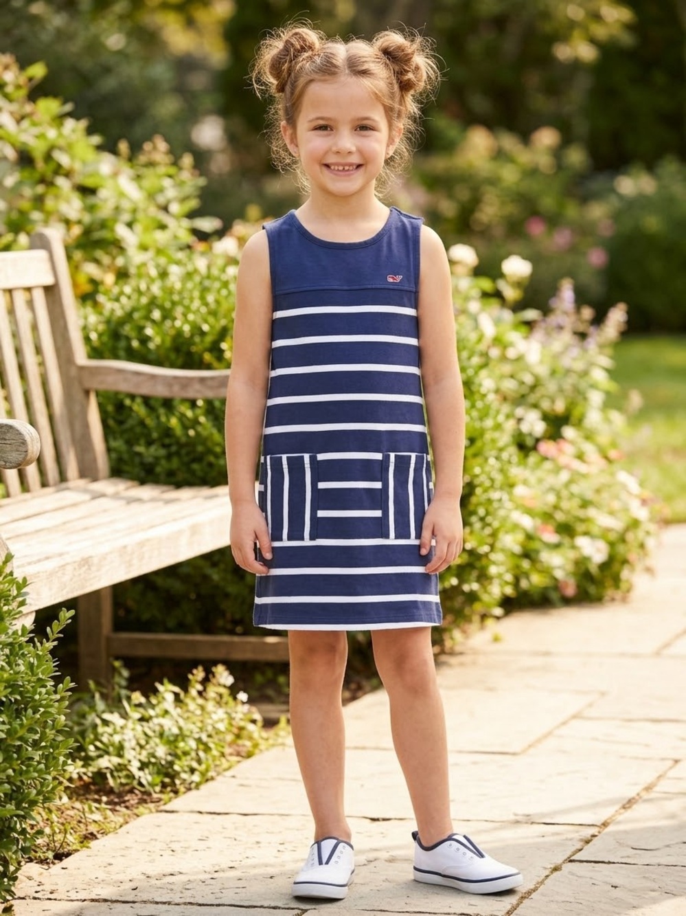 VINEYARD VINES For Target Girls Nautical Navy Blue Tank Striped Dress 7-8
